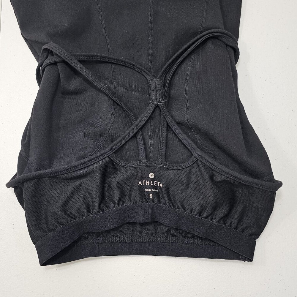 Athleta Racerback Strappy Tank Top Womens Size Small Black Shelf Bra Athletic - Picture 7 of 13